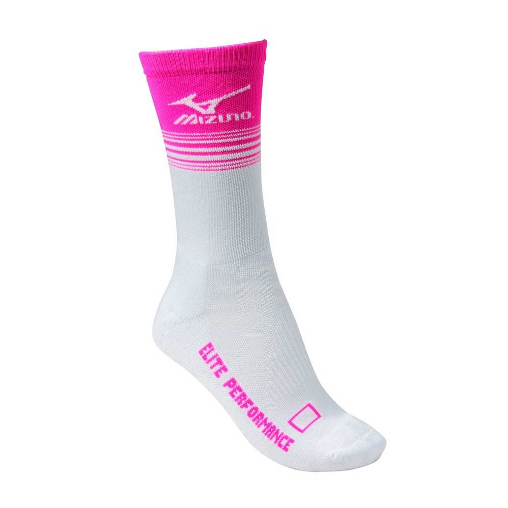 Calcetines Mizuno Retro Crew Hombre Blancas/Rosas Outlet HFPE-03468